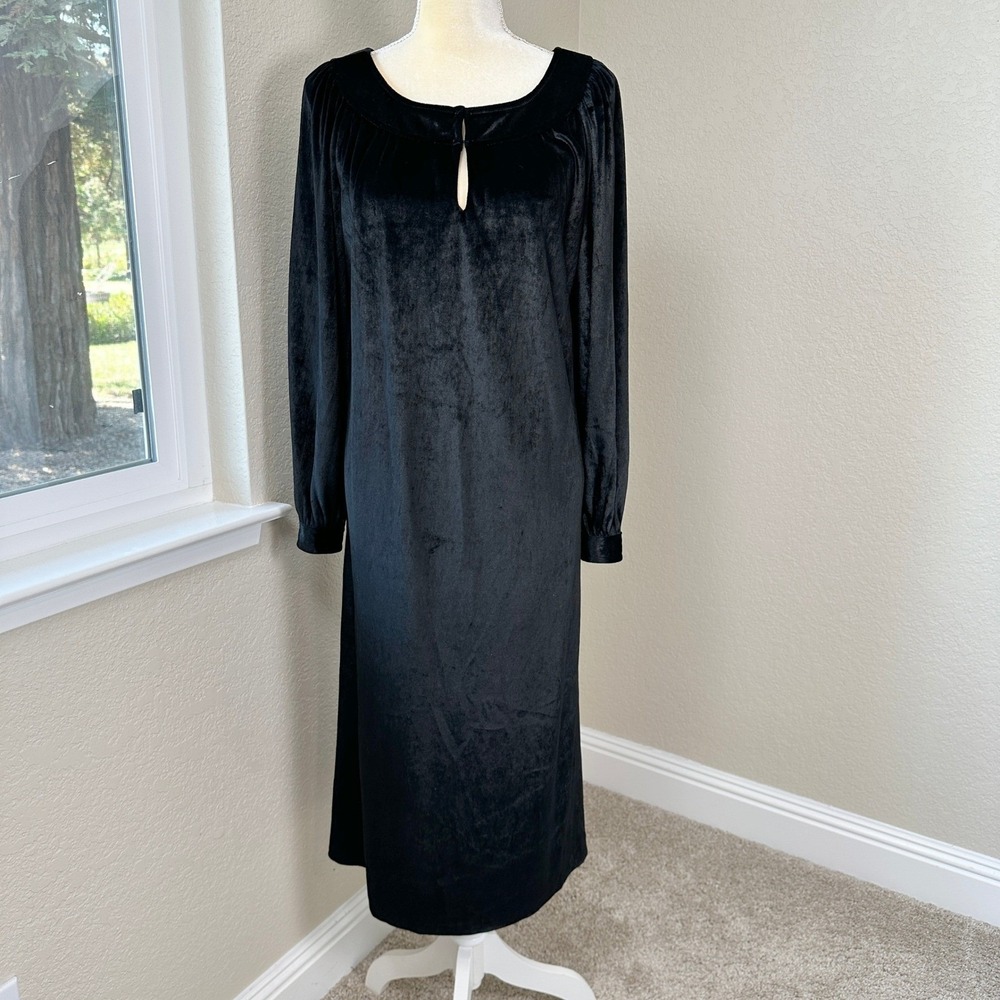 Vintage Miss O Oscar De La Renta Velvet Dress Womens 12 Black Old Money Luxury